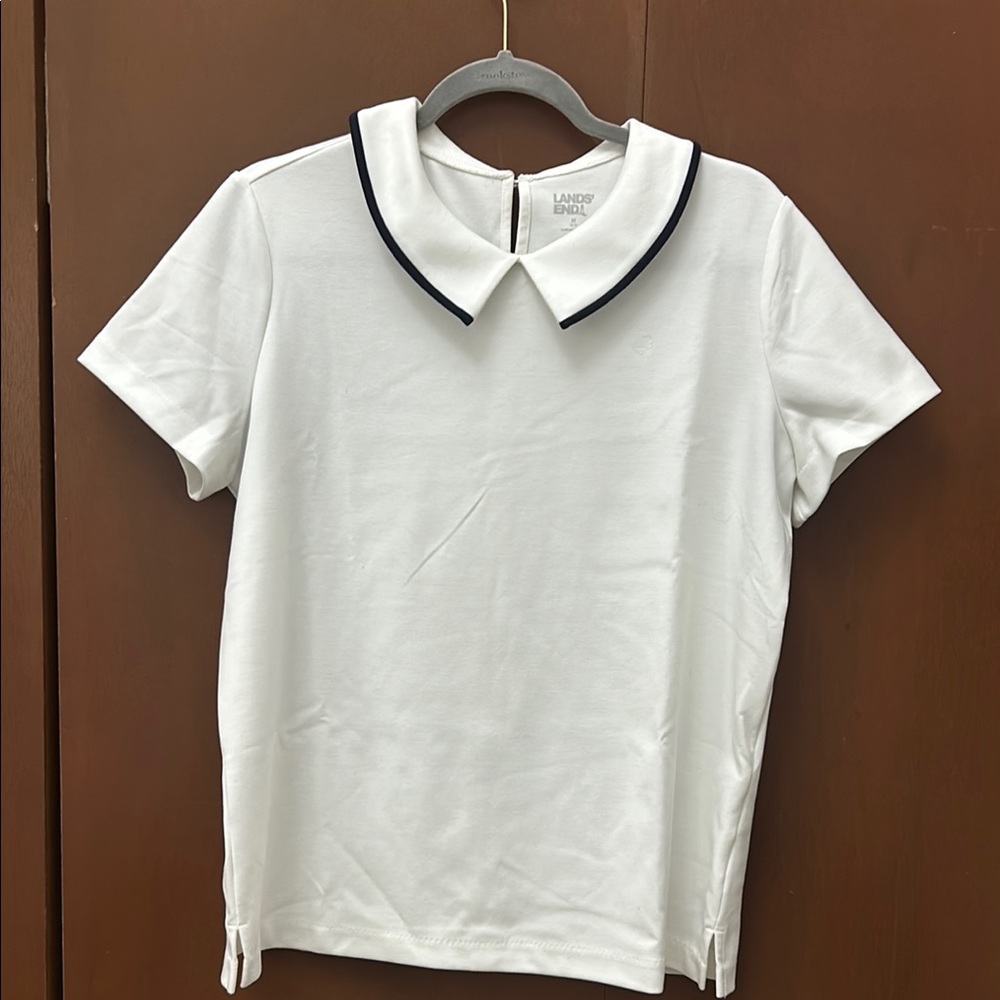 White Collared Short Sleeve Top